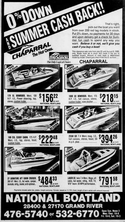 National Boatland - July 27 1989 Ad